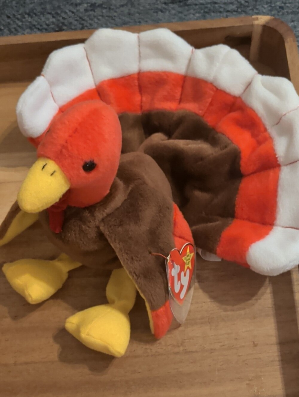 Ty Plush Gobbles the Turkey- Brown, Orange, White, Yellow